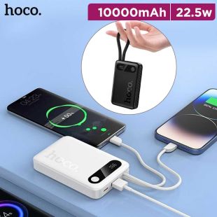 Hoco 10000mAh Ultra-Thin Power Bank 22.5W Fast Charge with 2 Built-in Cables