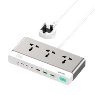 100W GaN Power Strip with 3 Outlets and 7 Charging Ports by LDNIO