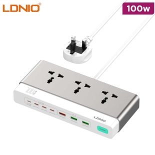 100W GaN Power Strip with 3 Outlets and 7 Charging Ports by LDNIO