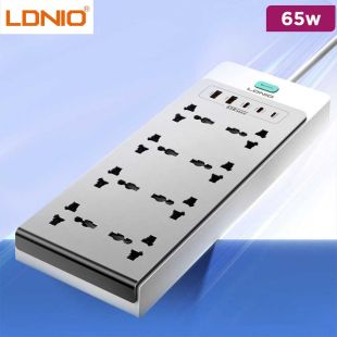 65W GaN Power Strip with 8 Outlets and 5 Charging Ports by LDNIO
