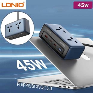 45W GaN Power Strip with 2 Outlets and 3 USB Ports by LDNIO