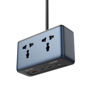 مشترك كهرباء GaN بقدرة 45 واط مع مقبسين و3 منافذ USB من LDNIO