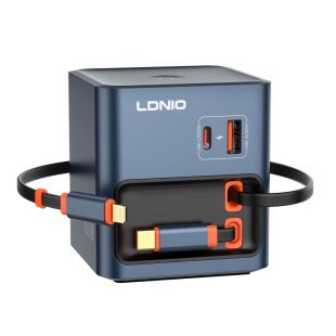 100W GaN Desktop Charger with Dual Retractable Cables by LDNIO
