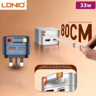 33W Fast Charger with Retractable USB-C Cable by LDNIO