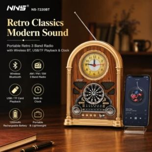 Portable Retro 3-Band Radio with Bluetooth