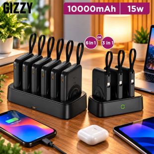 6-in-1 or 3-in-1 Magnetic Charging Station with 10000mAh Power Banks and 15W Wireless Charging by GIZZY