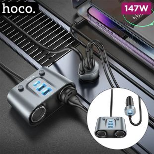 2-in-1 Cigarette Lighter Car Charger 147W by Hoco