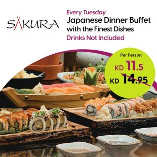 Japanese Dinner Buffet Every Tuesday at Sakura Restaurant