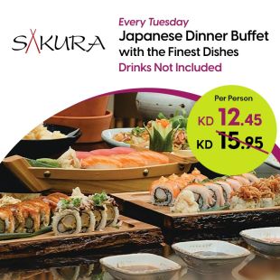 Japanese Dinner Buffet Every Tuesday at Sakura Restaurant 
