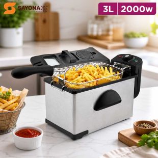 Sayona Electric Stainless Steel 3L Deep Fryer 2000W