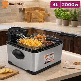 Sayona Electric Stainless Steel 4L Deep Fryer 2000W