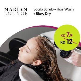 Scalp Scrub + Hair Wash + Blow-Dry at Mariam Lounge
