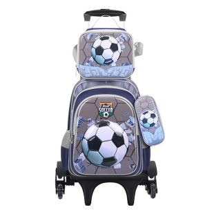 School Bag 3Pcs Set with Wheels and Ball Design 42 x 32 x 17 cm