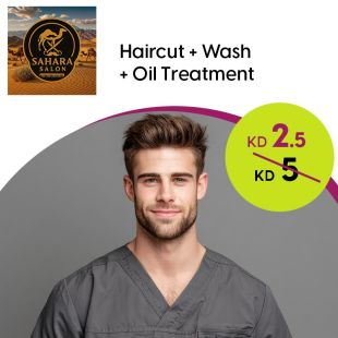 Haircut + Wash + Oil Treatment at Sahara Salon