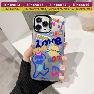 غطاء حماية لهاتف آيفون كارتون ملون وجرافيتي