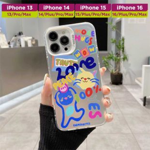 غطاء حماية لهاتف آيفون كارتون ملون وجرافيتي