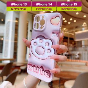 غطاء آيفون بطبعة مخلب ثلاثي الأبعاد - وردي