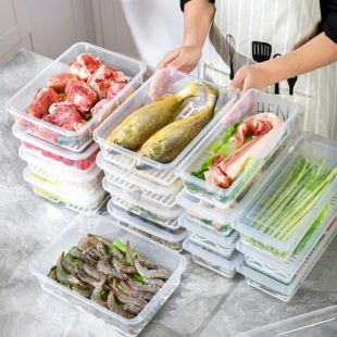 علبة حفظ طعام بلاستيكية مع رف تصريف