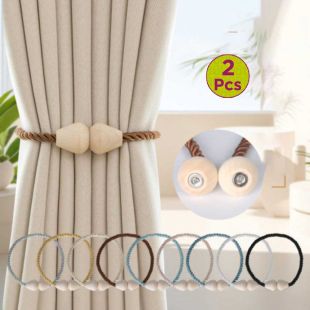 Magnetic Wooden Bead Curtain Ties -2 pieces