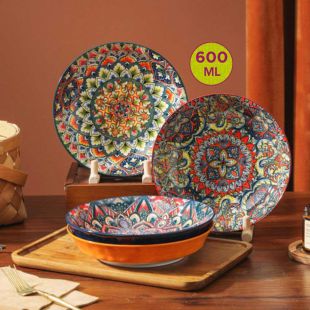 Bohemian Deep Porcelain Plate – 600 ml