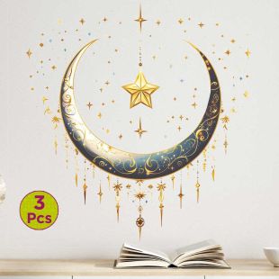 Hanging Crescent and Star Wall Sticker – 3 Pieces
