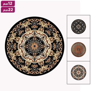 مفرش طاولة وقاعدة أكواب دائري فاخر بطابع بوهيمي عازل للحرارة 2 قطعة