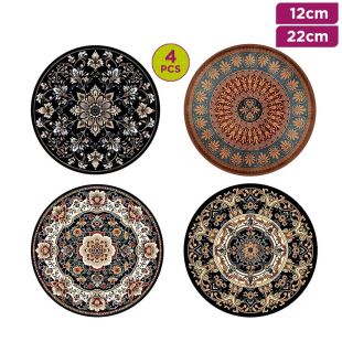 Bohemian Luxury Insulated Round Placemat and Coaster 4Pcs
