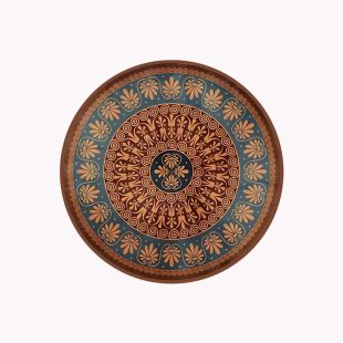 مفرش طاولة وقاعدة أكواب دائري فاخر بطابع بوهيمي عازل للحرارة 2 قطعة