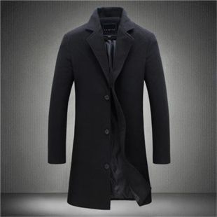 Classic Long Wool Overcoat for Men