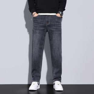 Fleece Lined Straight Jeans for Men