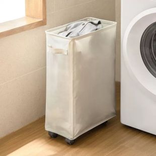 Foldable Laundry Basket with Wheels - 56 × 39 × 19 cm