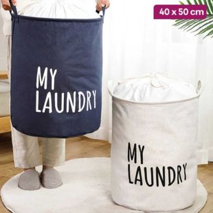 Round Foldable Fabric Laundry Basket - 40 x 50 cm