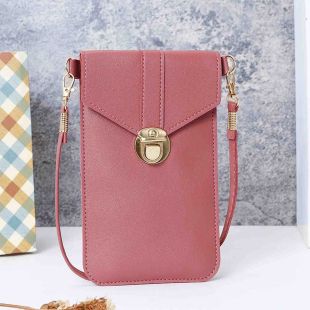 Women's PU Leather Crossbody Purse with Transparent Touch Screen Window