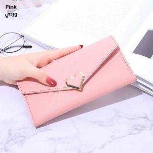 Stylish Heart-Shaped Long Wallet For Women- Light Pink