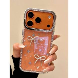 غطاء حماية فاخر بتصميم فيونكة لؤلؤ لهواتف iPhone