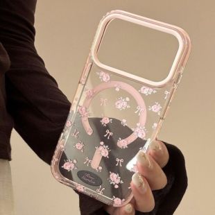 غطاء حماية بتصميم زهري كوري يدعم MagSafe لهاتف iPhone 17 Pro Max