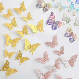 3D Hollow Colorful Butterfly Wall Stickers