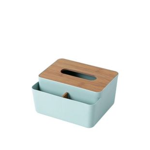 منظم مكتب عصري مع علبة مناديل مدمجة - أزرق