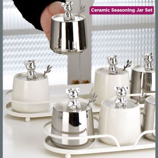 طقم مرطبانات التوابل الخزفية الفاخرة لتنظيم المطبخ