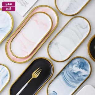 صينية سيراميك بيضاوية لتقديم الحلويات