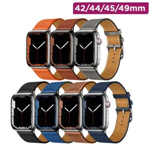 Genuine Leather Breathable Pinhole Strap for Apple Watch 42/44/45/49mm