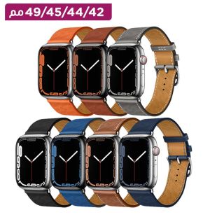 سوار من الجلد بفتحات قابلة للتهوية لساعة أبل الذكية مقاس 42/44/45/49 مم