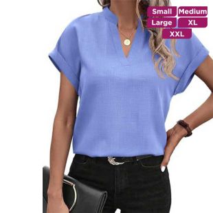 V-Neck Linen Blouse for Women