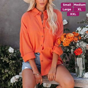 V-Neck Cotton Linen Blouse for Women