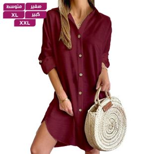 فستان قصير كاجوال بأكمام طويلة للسيدات