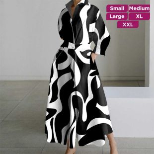 Autumn V-Neck Printed Dress for Women