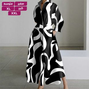 فستان مزخرف برقبة على شكل V للسيدات