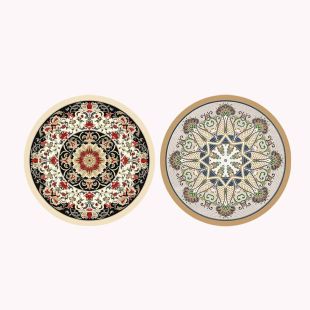 Round Rubber Coaster Placemat 12 x 12 cm - 2 Pcs