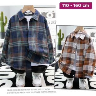 Cotton Plaid Long Sleeve Shirt for Boys