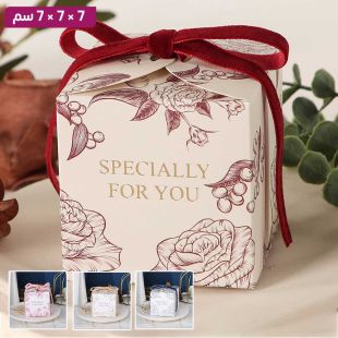 علبة حلوى زفاف بنقشة زهور 20 حبة 7×7×7 سم